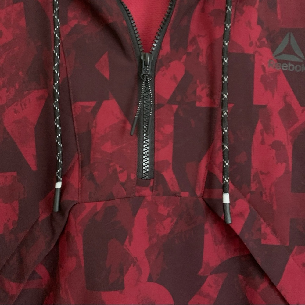 Reebok Hoodie Red And Black Patterned Pullover Ja… - image 2